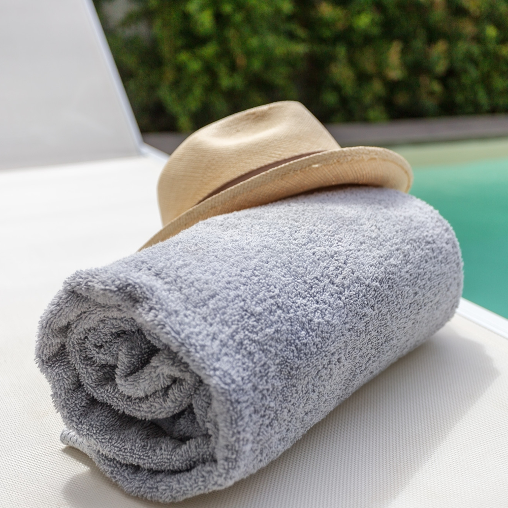 Grey Beach Towel on beach chair