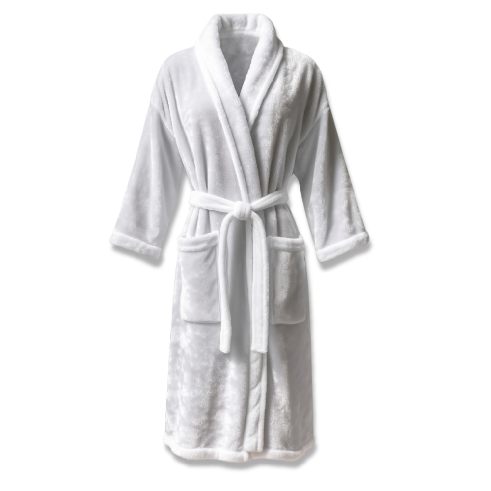 White Textured Bathrobe