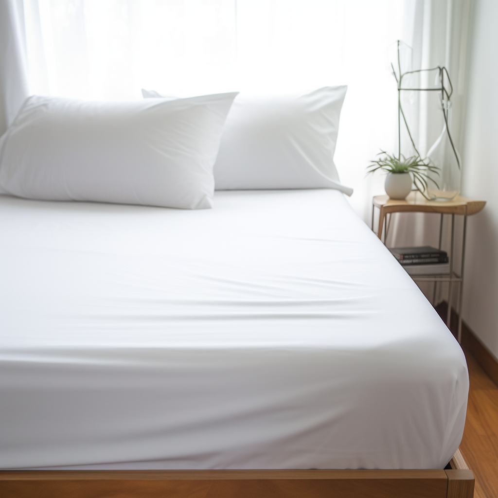 Solid White Fitted Sheet with white cushion cover