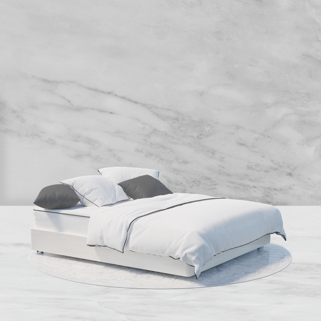 grey embroidered border bedding set