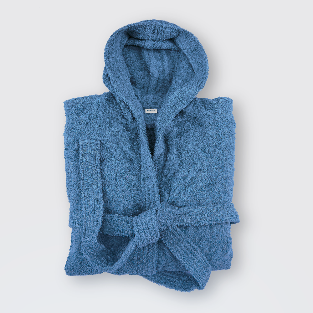 Sky Blue Salonika Hooded Bathrobe