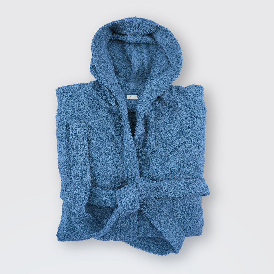 Sky Blue Salonika Hooded Bathrobe