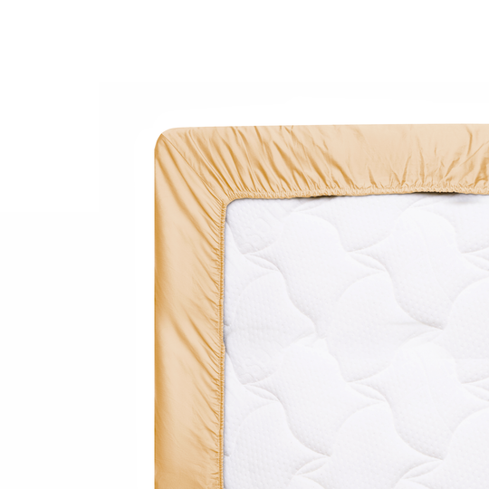 Solid Beige Fitted Sheet Wrap On Mattress