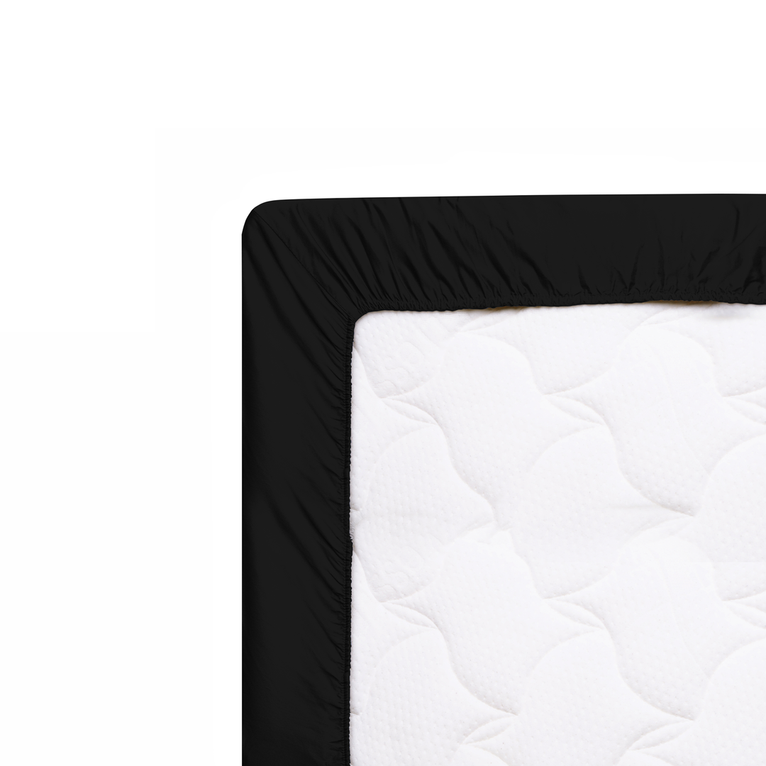Solid Onyx Fitted Sheet Wrap On Mattress
