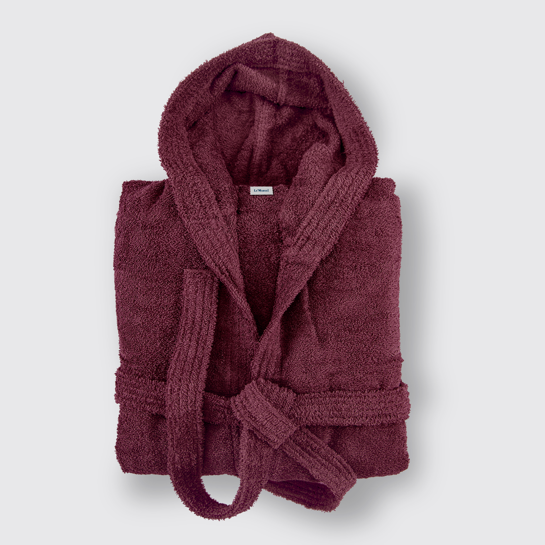 Maroon Salonika Hooded Bathrobe