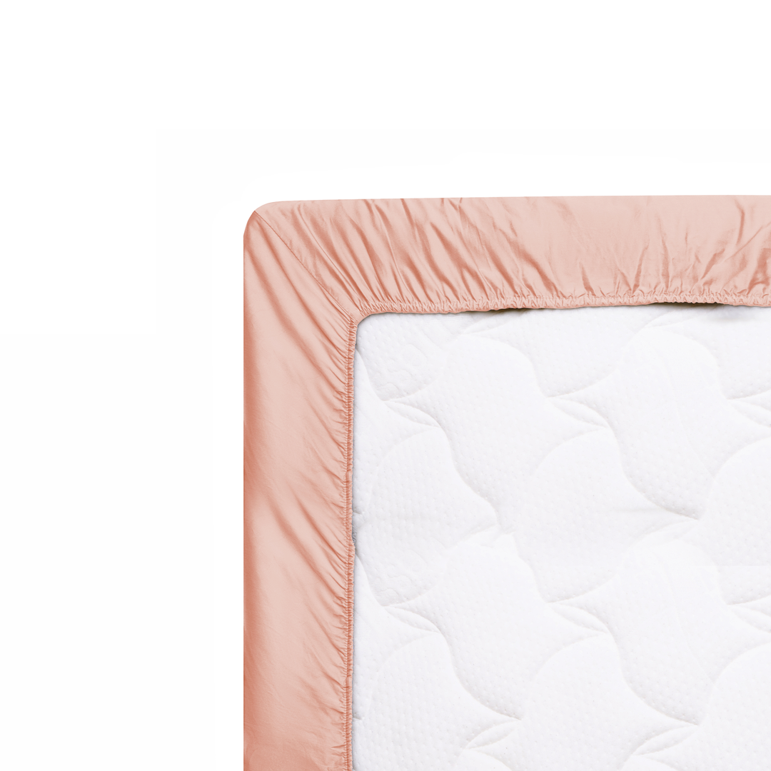 Solid Rose Fitted Sheet Wrap On Mattress