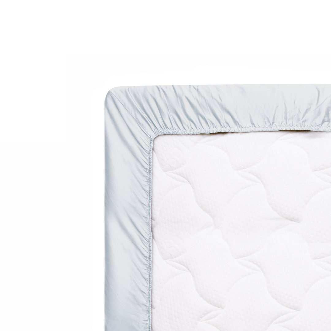 Solid Silver Grey Fitted Sheet Wrap On Mattress