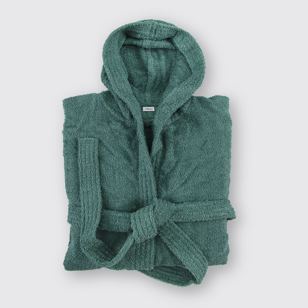 Teal Salonika Hooded Bathrobe