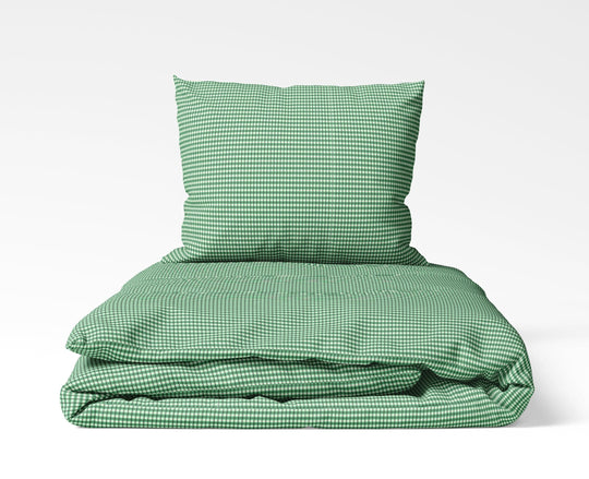 Printed Green Checks Duvet Set