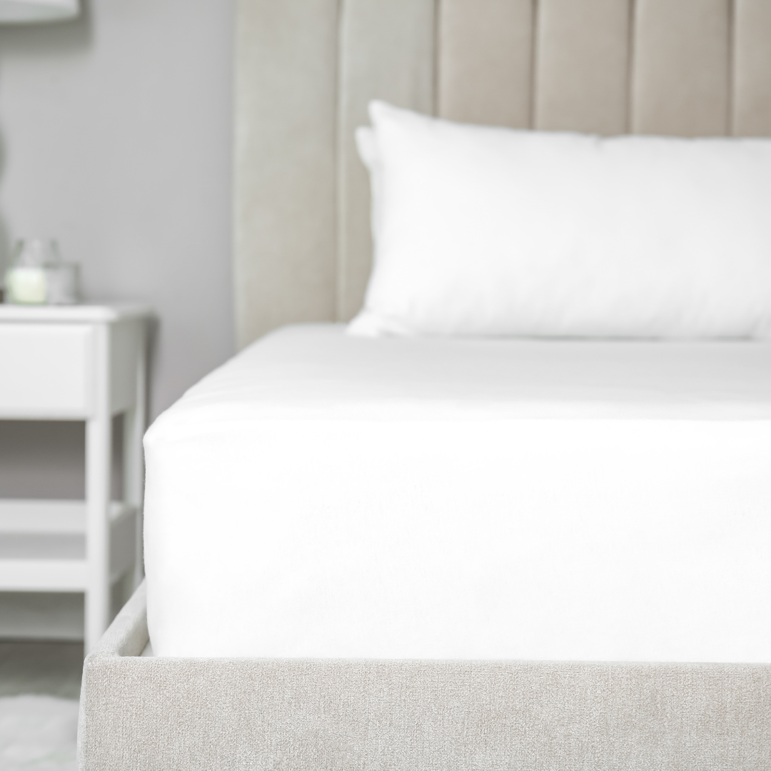 Solid Cotton White Fitted Sheet