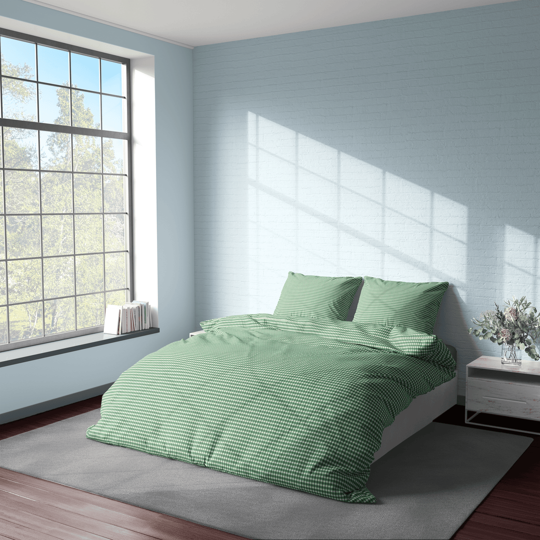 Green Printed Checks Bedding