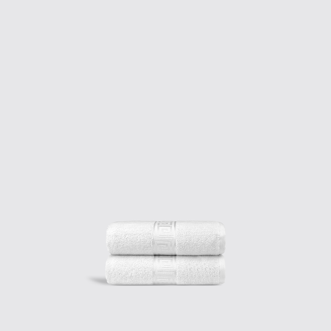 White Textured Greek Hand Towel Pair