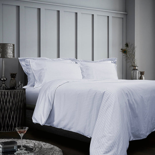 grey striped bedding set