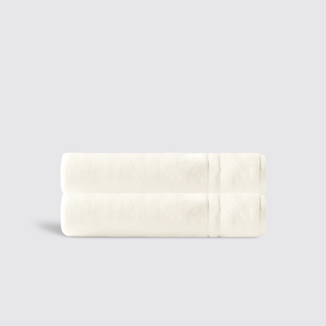 Cream Plux Classic Hand Towel Pair