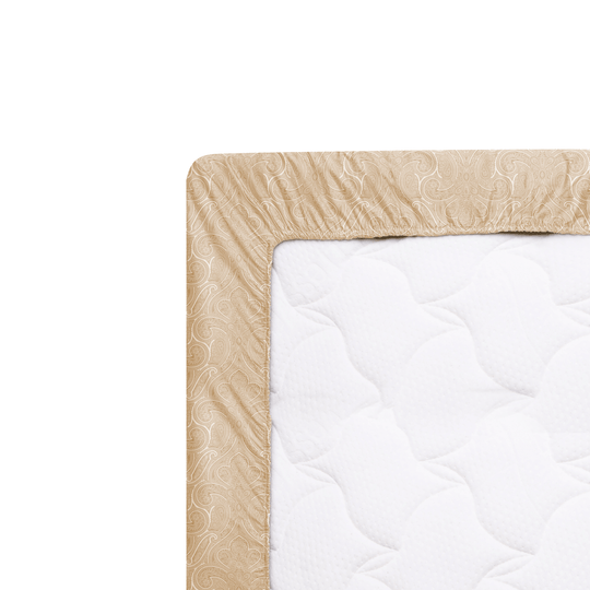 Gold Textured Fitted Sheet Wrap On Mattress
