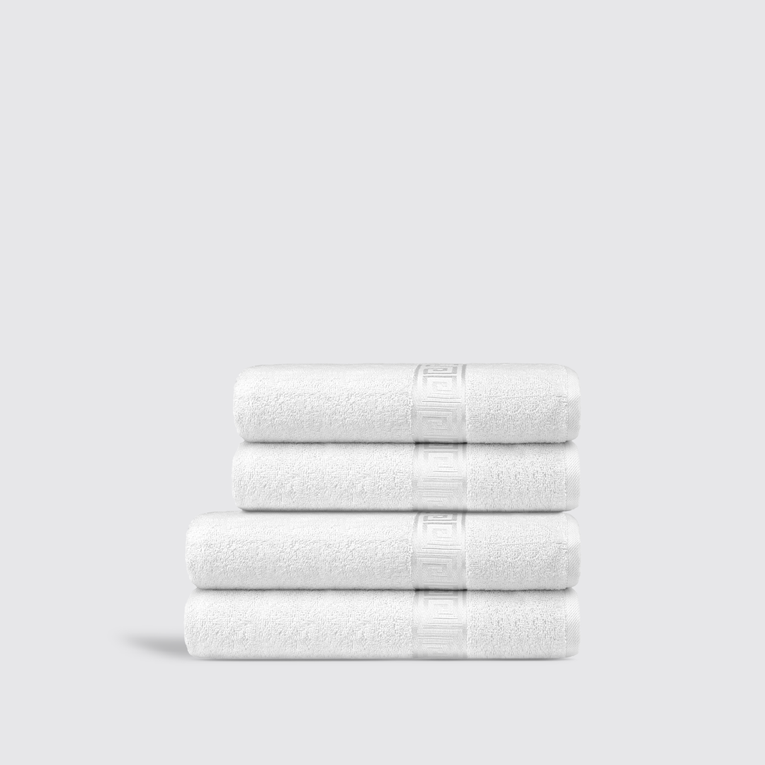 White Textured 4pcs Greek Towel Set
