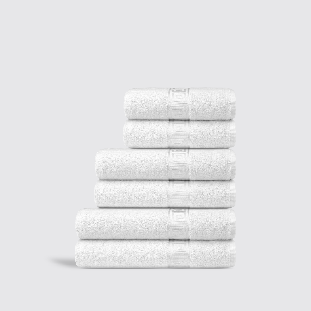 White Textured 6pcs Greek Towel Set