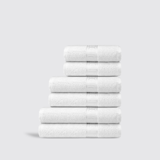 White Textured 6pcs Greek Towel Set
