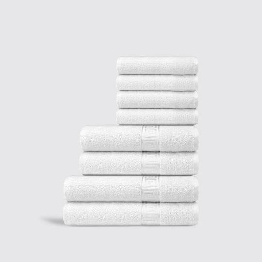White Textured 8pcs Greek Towel Set