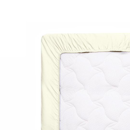 Solid Ivory Fitted Sheet Wrap On Mattress