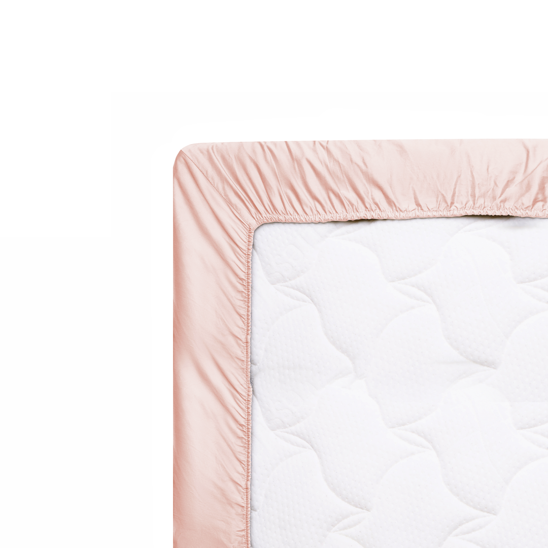 Solid Pastel Pink Fitted Sheet Wrap On Mattress
