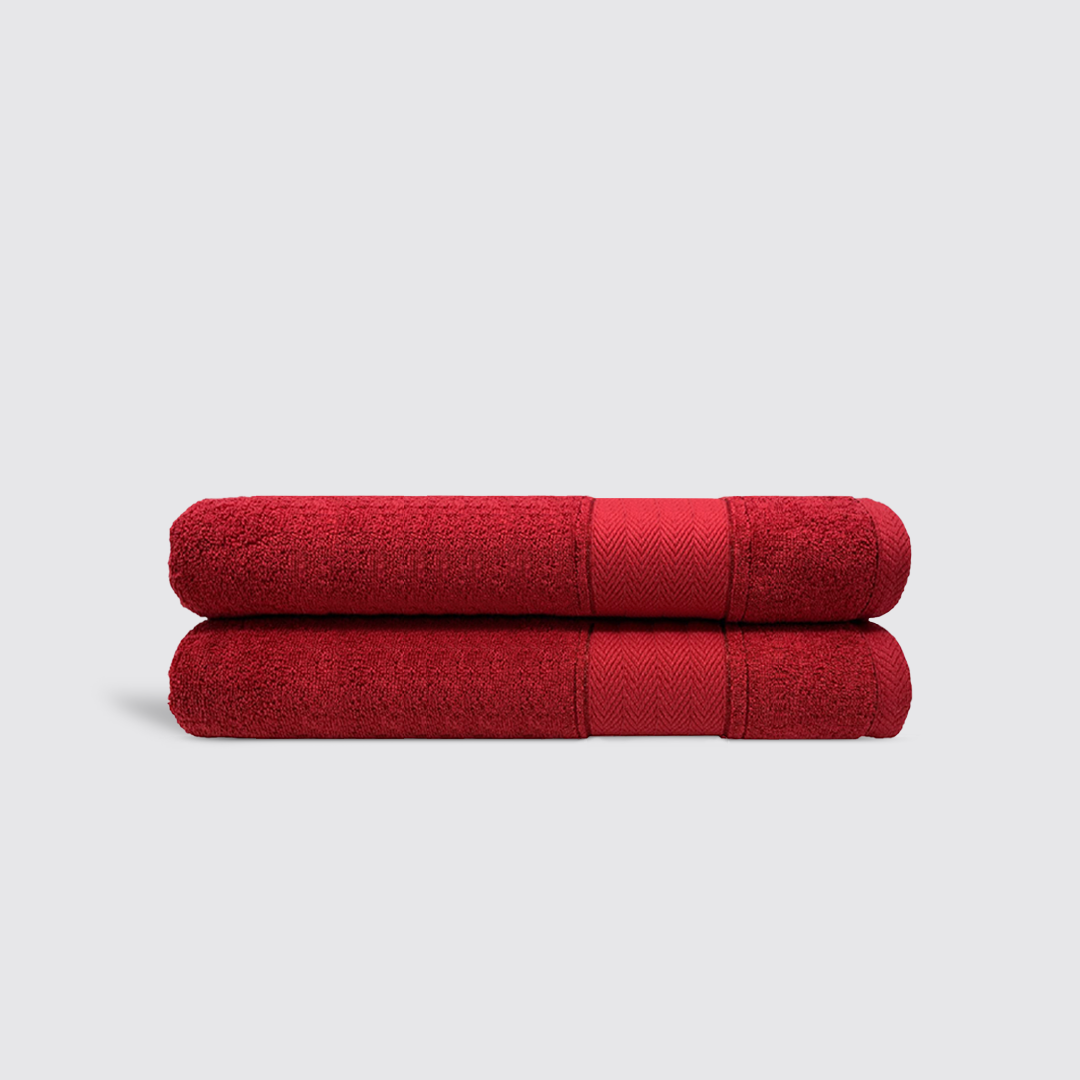 red bath towel