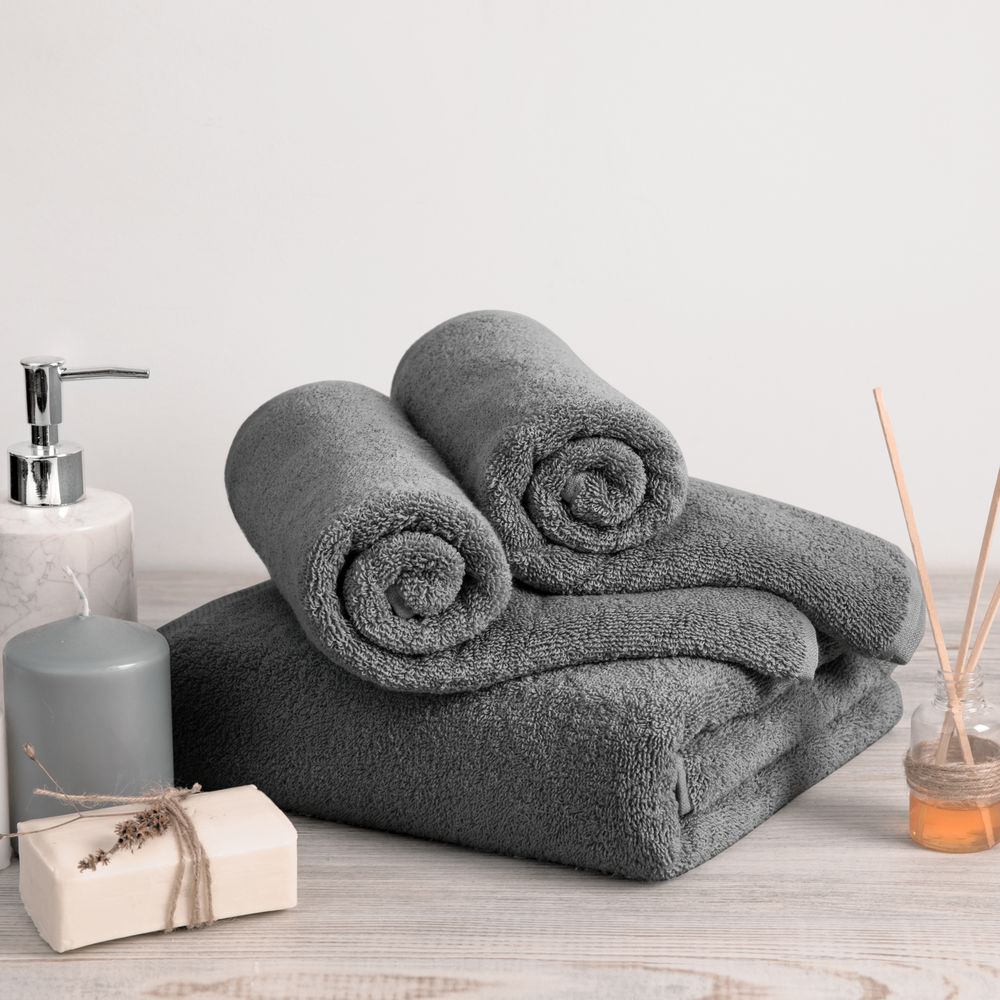 Folded Gray Hotel Suite Hand Towel