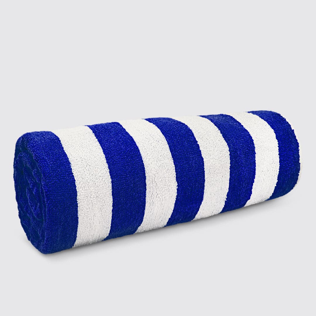 Blue Stripe Folded Cabana Beach Towel