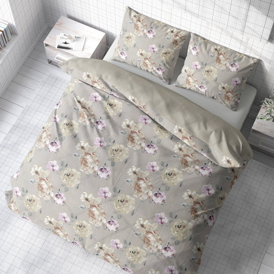 Printed Floral Duvet Set on Bed