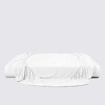 White Cotton Sateen Fitted Sheet Set