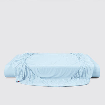 Baby Blue Sateen Fitted Sheet Set