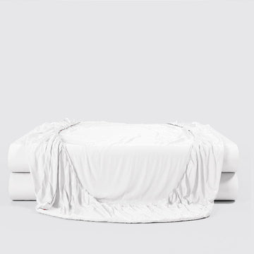 White Cotton Sateen Fitted Sheet Set