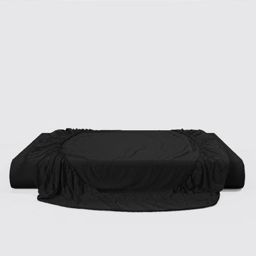 Onyx (Black) Sateen Fitted Sheet Set