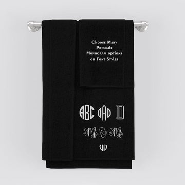 La'Marvel Personalised Embroidery Towels by Size Black