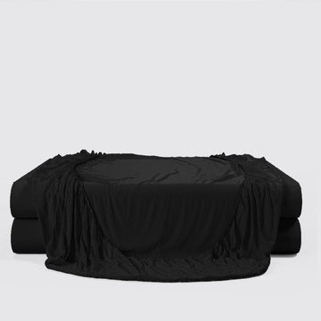 Onyx (Black) Sateen Fitted Sheet Set