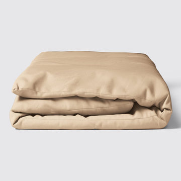 Beige Solid Cotton Sateen Duvet Cover