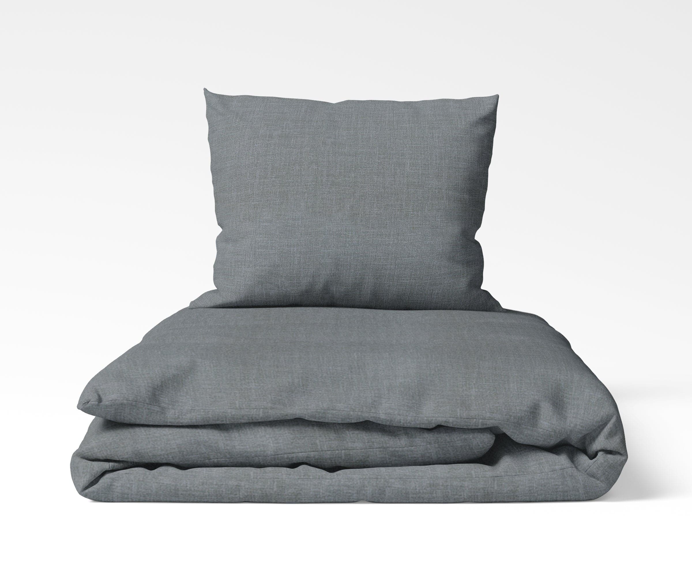 Solid Gray Printed Textured Duvet Set