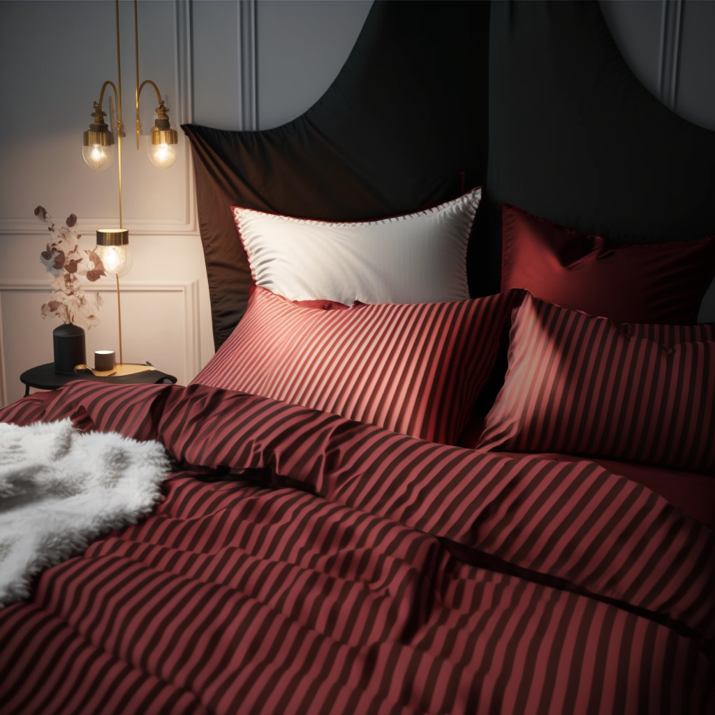 Black top striped bedding